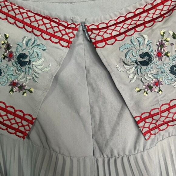 ASOS Maternity Dress Size 4 Light Blue High Low Embroidered Off Shoulder Zip - Picture 6 of 14